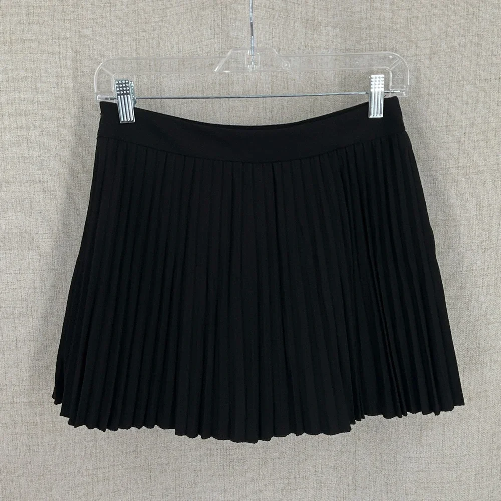 Zara Pleated Skort Women Sz S‎ Black Mini Minimalist Preppy Dark Academia